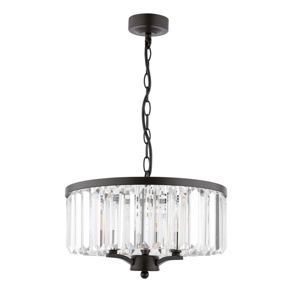 (image for) Laura Ashley Elkwood 3 Light Pendant Crystal and Black